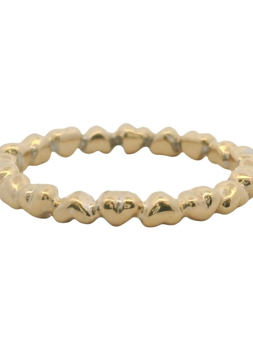 Pandora Solid 14kt Yellow Gold Forever Love Band of Hearts Ring Size 7